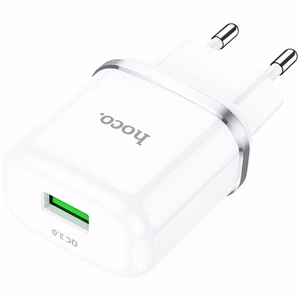 Tālruņa lādētājs Hoco USB A QC3.0 3A 18W N3 balts