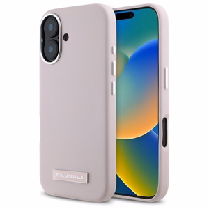 Karl Lagerfeld FW Metal Plate Magnētiskais viedtālruņa apvalks iPhone 16 - rozā