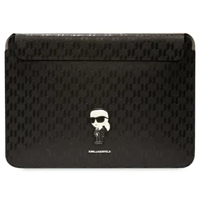 Karl Lagerfeld Saffiano Monogramma Ikonik apvalks 16" klēpjdatoram - melns