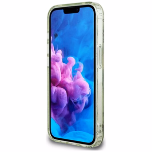 Guess IML Metal Glitter Flowers Triangle magnētiskais viedtālruņa apvalks iPhone 16e - zaļš