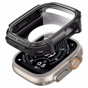 Spigen Rugged Armor Case + 9H Tempered Glass for Apple Watch Ultra 49mm - Matte Black