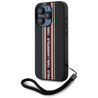 Karl Lagerfeld Saffiano Athleisure Stripes Cord viedtālruņa apvalks iPhone 15 Pro - sarkans