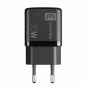 Cellularline Multipower Micro GaN USB-C un USB-A Power Delivery tīkla lādētājs, 30 W, melns