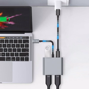 Tech-Protect HB08 4in1 USB-C + USB2.0 + 2 x HDMI 4K 60HZ adapteris - pelēks