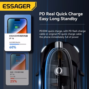 Automašīnas lādētājs Essager Thumb caurspīdīgs (melns) 33W (1xUSB QC3.0 / 1xPD)