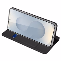 Dux Ducis Skin Pro viedtālruņa apvalks Samsung Galaxy S25 Edge ar vāku un karšu nodalījumu - melns