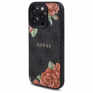 Guess GUHMP16LP4ROPEMCK iPhone 16 Pro 6.3" black/black hardcase 4G Flowers Print MagSafe