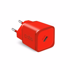 SBS TETRGAN1C20R 20W GaN sienas lādētājs ar Power Delivery - sarkans