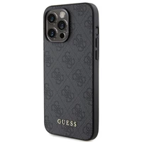 Guess 4G Metal Gold Logo viedtālruņa apvalks iPhone 15 Pro Max - pelēka