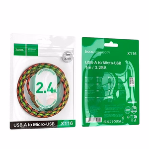 Kabelis USB A uz Micro USB Hoco 2,4A 1 m gradienta sarkana