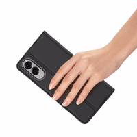 Dux Ducis Skin Pro viedtālruņa apvalks Samsung Galaxy S25 Edge ar vāku un karšu nodalījumu - melns