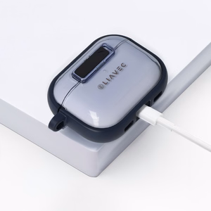 Liavec SlideLock Maciņš for Apple AirPods Pro 3 caurspīdīgs-zils