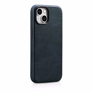 Чехол iCarer Oil Wax Premium Leather для iPhone 14 Plus магнитный кожаный с MagSafe тёмно-синий