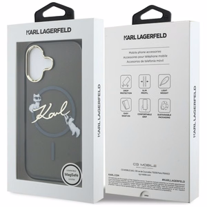 Karl Lagerfeld IML Choupettes Karl Script Logo MagSafe iPhone 17 Maciņš - melns