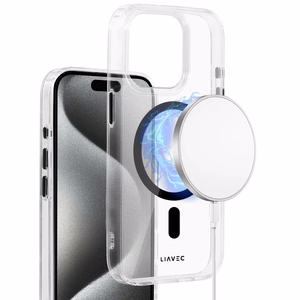 Liavec Spīdīgs Magnētiskais Caurspīdīgs viedtālruņa apvalks Iphone 14 Pro melna