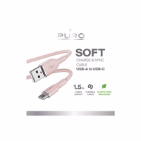 Puro Soft USB-A - USB-C kabelis 1.5m - rozā