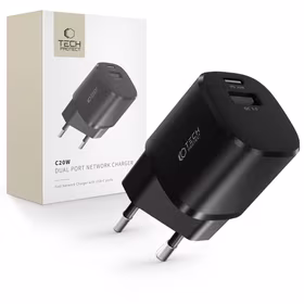 Tech-Protect C20W mini lādētājs USB-C PD 20W / USB-A QC 3.0 - melns