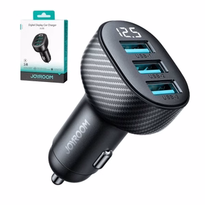 Joyroom JR-CCD03 3.4A automašīnas lādētājs ar 3x USB-A ekrānu - melns