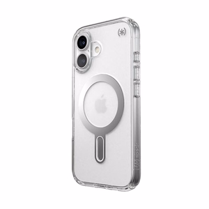 Speck Presidio Perfect-Clear vāciņš ar MagSafe un ClickLock iPhone 16 tālrunim, Clear/Chrome