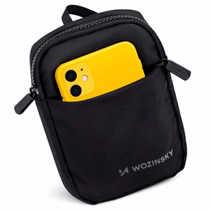 Wozinsky WMS-W1 ūdensizturīga uniseks mini plecu soma telefonam ar diviem nodalījumiem - melna