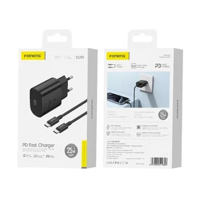 Charger Foneng EU51 GaN 25W USB-C + USB-C to USB-C cable black