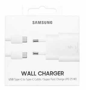Lādētājs oriģināls Samsung Super Fast Charging (Type-C) EP-TA800XWEGWW (25W) balts + type-C kabelis ar kasti