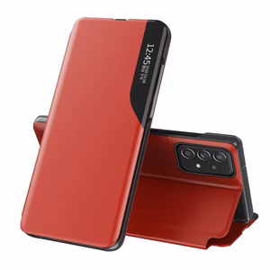 Eco Leather View Case elegants viedtālruņa apvalks ar vāciņu un statīva funkciju Samsung Galaxy A73 sarkans