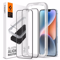 Spigen ALM Glass FC Tempered Glass iPhone 13 / 13 Pro / 14 / 16e - melns 2 gab.
