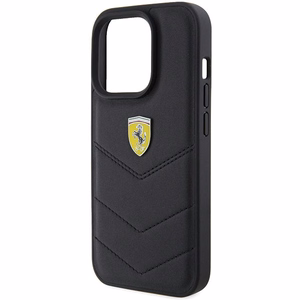 Ferrari dygsnots metāla logotipa apvalks iPhone 15 Pro – melns