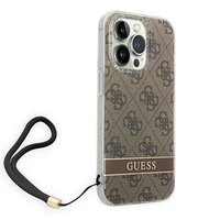 Guess GUOHCP14LH4STW iPhone 14 Pro 6.1 "brūns / brūns cietais apvalks 4G druka Siksna