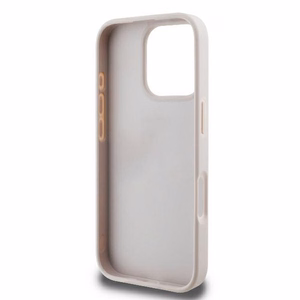 Guess Ādas 4G Trīsstūra Strass Magnētiskais viedtālruņa apvalks iPhone 16 Pro Max - rozā