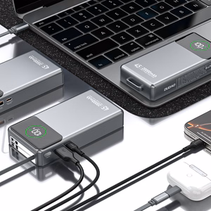 Dudao K31 Pro 45W 20000mAh portatīvais lādētājs ar iebūvētu izbīdāmu USB-C kabeli - pelēka
