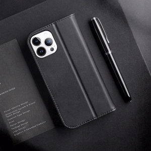 Dux Ducis Hivo ādas atverams vāciņš īstas ādas maks kartēm un dokumentiem iPhone 14 Pro brūna