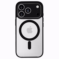 Akrila krāsains magnētiskais viedtālruņa apvalks Iphone 17 Pro Max melns