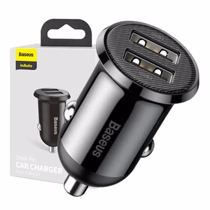 Baseus Grain Pro automašīnas lādētājs 2x USB 4.8 A melns (CCALLP-01)
