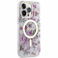 Guess GUHMP14XHCFWST iPhone 14 Pro Max 6.7" caurspīdīgs cietais viedtālruņa apvalks Flower Magnētiskais