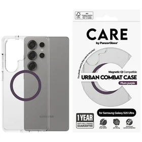 CARE by PanzerGlass Flagship Urban Combat Purple QI viedtālruņa apvalks Samsung Galaxy S25 Ultra - caurspīdīgs