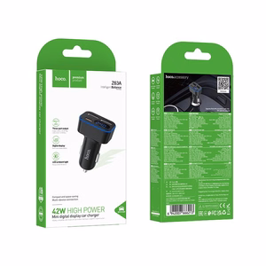 Автомобильное зарядное устройство Hoco с LCD 2xUSB A + 1xUSB C PD QC3.0 42W Z63A чёрный