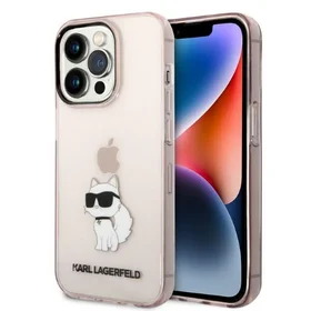 Karl Lagerfeld Ikonik Choupette viedtālruņa apvalks iPhone 14 Pro Max - rozā