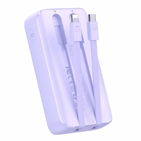 Joyroom JR-PBC06 mini portatīvais lādētājs ar iebūvētiem USB-C / Lightning kabeļiem 30W 10000mAh - violeta
