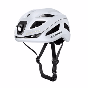 Rockbros ZK-077 velosipēda ķivere ar integrētu daudzvirzienu apgaismojumu 57-61 cm - balta