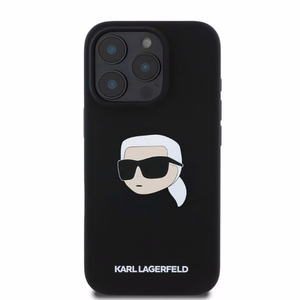 Viedtālruņa apvalks Karl Lagerfeld Silikona Karl Head Print MagSafe iPhone 16 Pro Max - melns