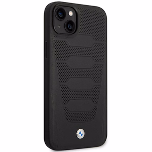 Viedtālruņa apvalks BMW BMHCP14S22RPSK iPhone 14 6.1 - melns ādas sēdekļu raksts