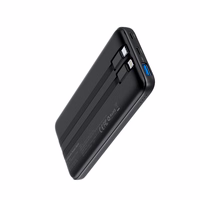 Portatīvais lādētājs Choetech B654 10000mAh 22,5W USB-A / USB-C / micro USB ar iebūvētu USB-C / Lightning kabeli (melns)