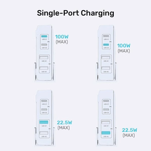 GaN tīkla lādētājs - Unitek P1229ABK01-EU | 100W 2x USB-C 2x USB-A