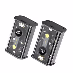 WEKOME WP-333 Vanguard Series - Power bank 10000 mAh Super Charging PD 20W + QC 22.5W (melns / caurspīdīgs)