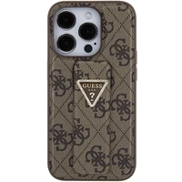 Guess viedtālruņa apvalks ar statīvu Grip Stand 4G Triangle Strass iPhone 15 Pro Max - brūns