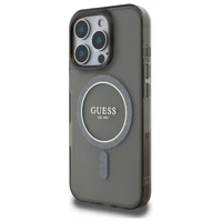 Guess IML Spīdums Aplis Magnētiskais viedtālruņa apvalks iPhone 16 Pro - melns