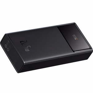Baseus Star-Lord ārējais akumulators, 20000 mAh, 22,5 W, ar digitālu displeju un USB-C 3 A 30 cm kabeli – melns