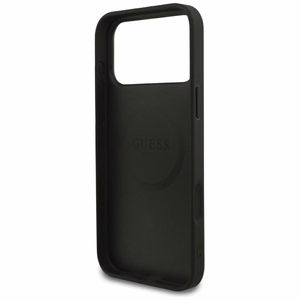 Guess Grained Gold Ring MagSafe maciņš modelim iPhone 18 Pro Max / 17 Pro Max – krāsa: melna